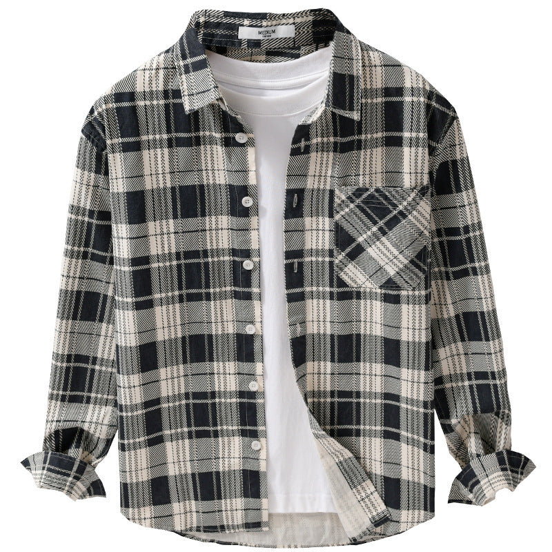 Men's Rustic Check Over Shirt made of soft cotton flannel with a patch chest pocket Chichicherry