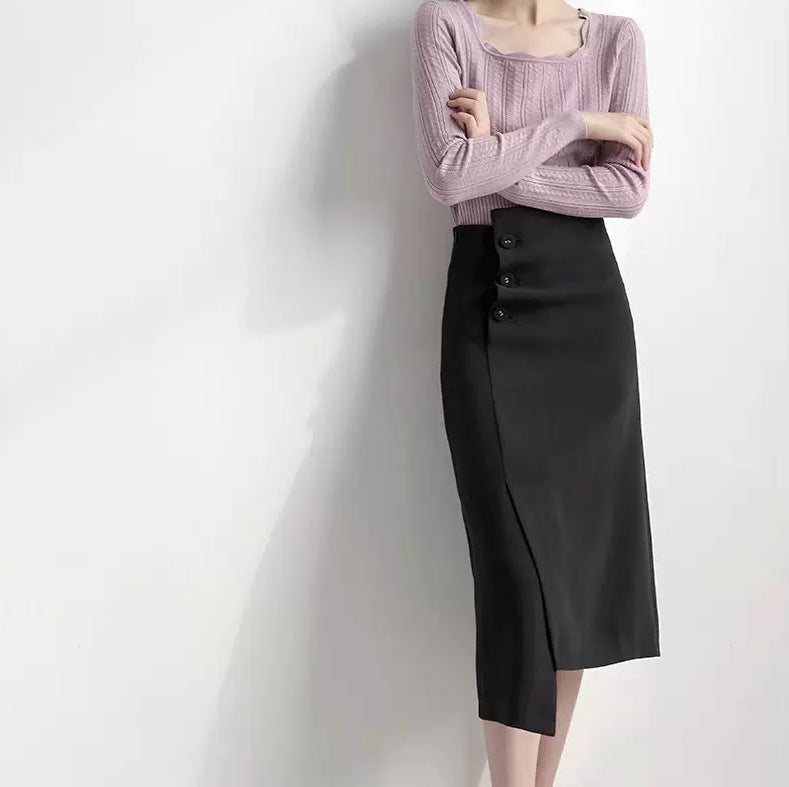 Ladies Elegant Pencil Skirt with Asymmetrical Cut Chichicherry