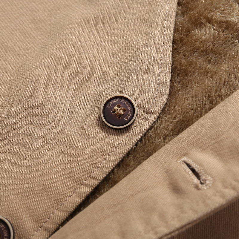 Men's padded canvas teddy vest with Sherpa lining and multiple pockets Chichicherry