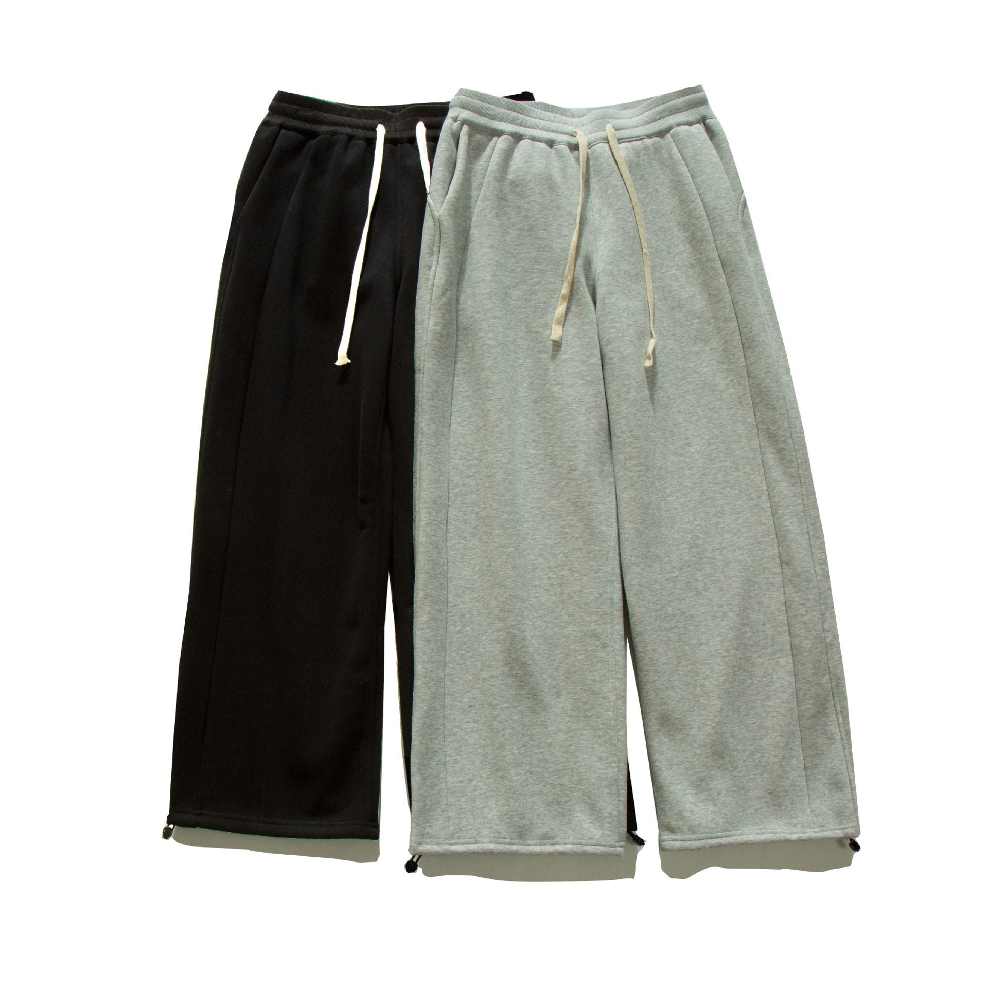 Women's Wide Sweat Culotte with Drawstring, Decorative Seams and Adjustable Hem