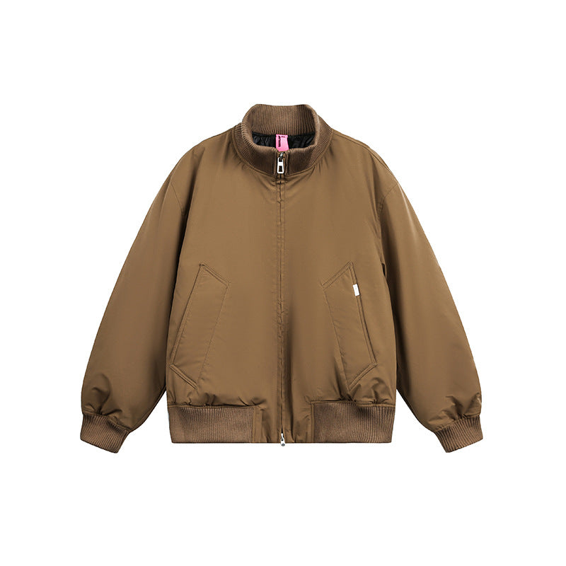 Unisex Boxy Bomber Jacket in Oversize Style with Ribbed Cuffs and Two-Way Zipper Chichicherry