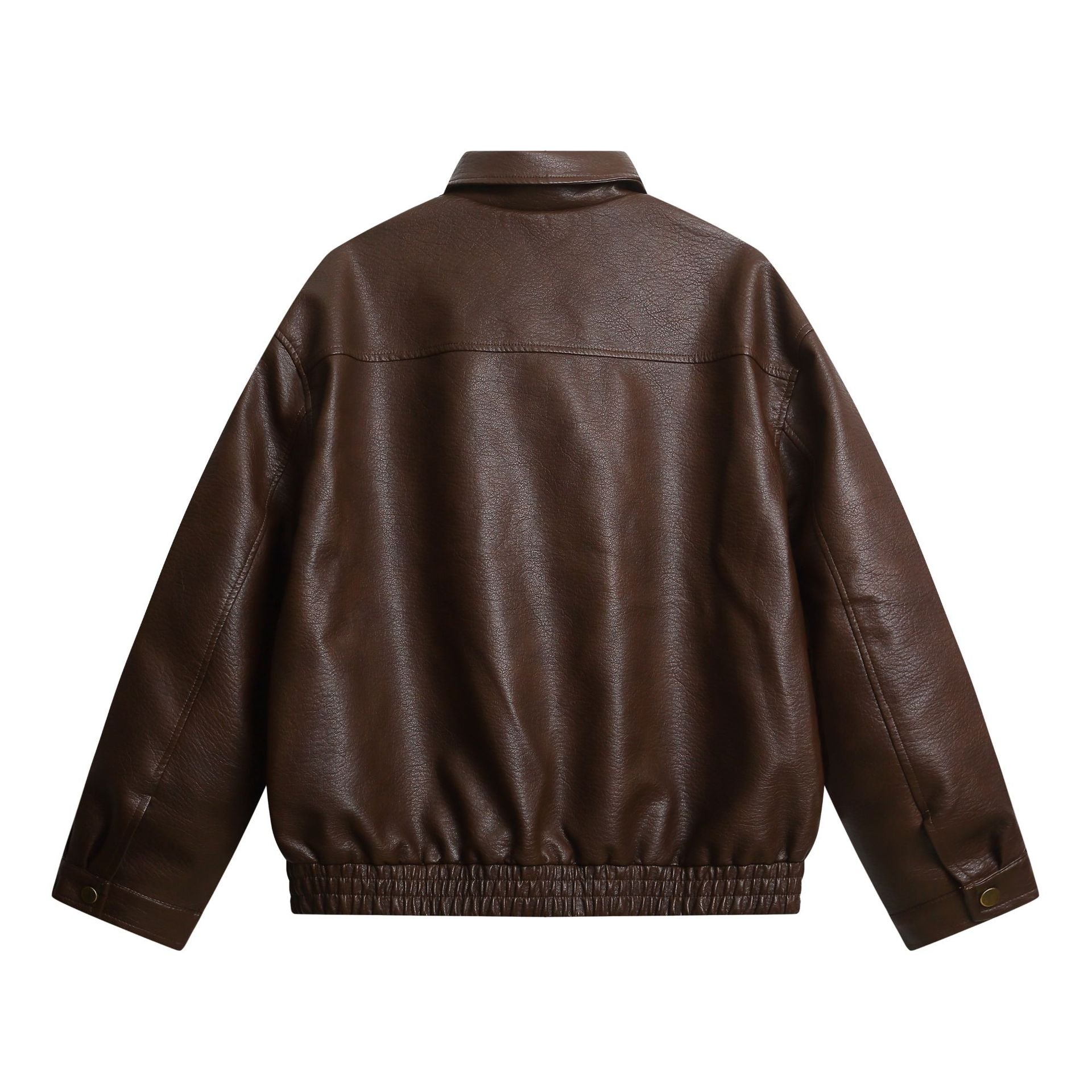 Women's short faux leather jacket in oversized look with flap pockets Chichicherry