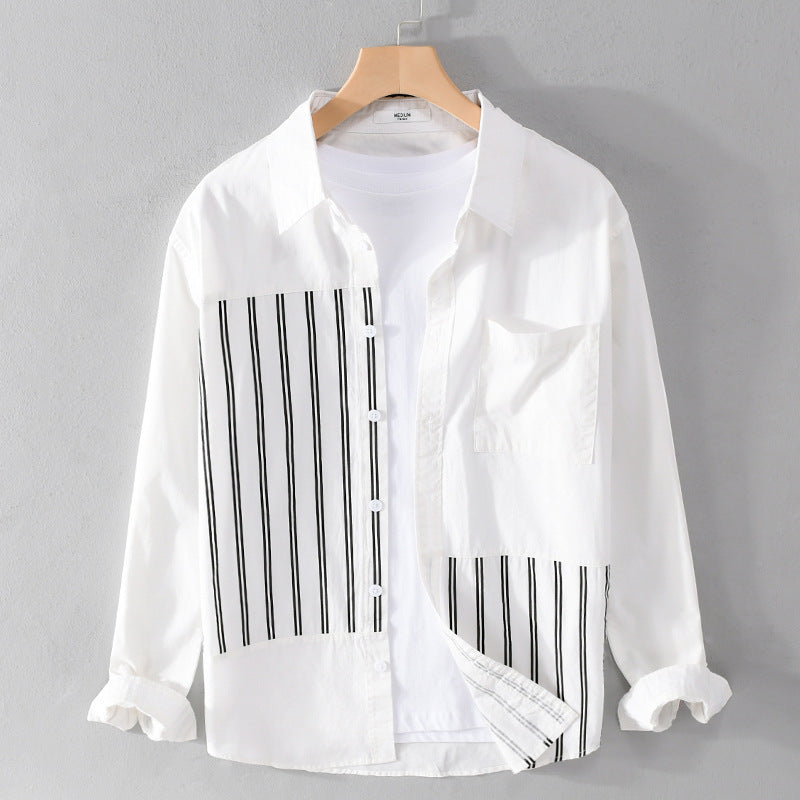 Women's Two-Piece Loungewear Set with Oversized Striped Patch Shirt and Elastic Waist Jogger Chichicherry