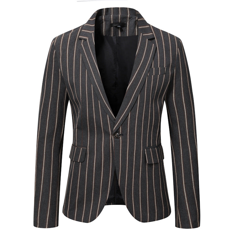 Men's Fitted Checkered Blazer with One-Button Closure and Windowpane Pattern Chichicherry