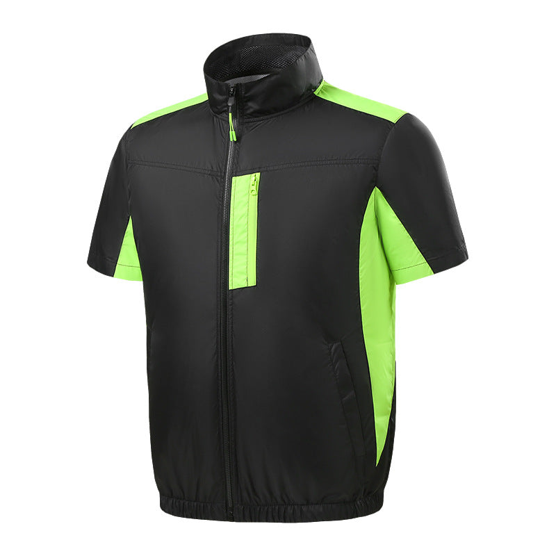 Men's short sleeve ventilation jacket with integrated USB fans and breathable mesh lining Chichicherry