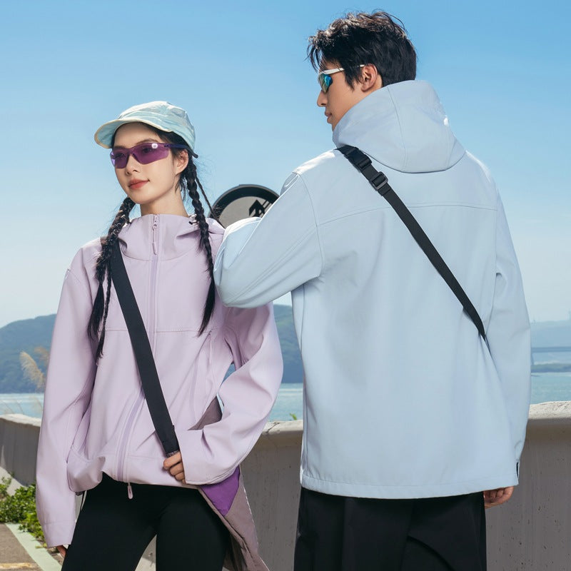 Men's Softshell Outdoor Jacket with Hood, Windproof and Water-Repellent Chichicherry