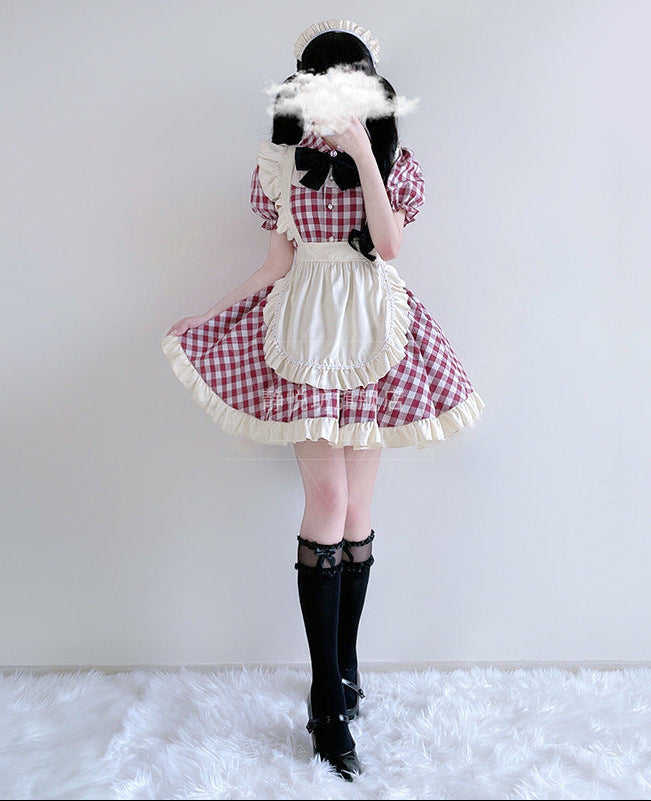 Women Nostalgic Maid Dress with Ruffle Details Chichicherry