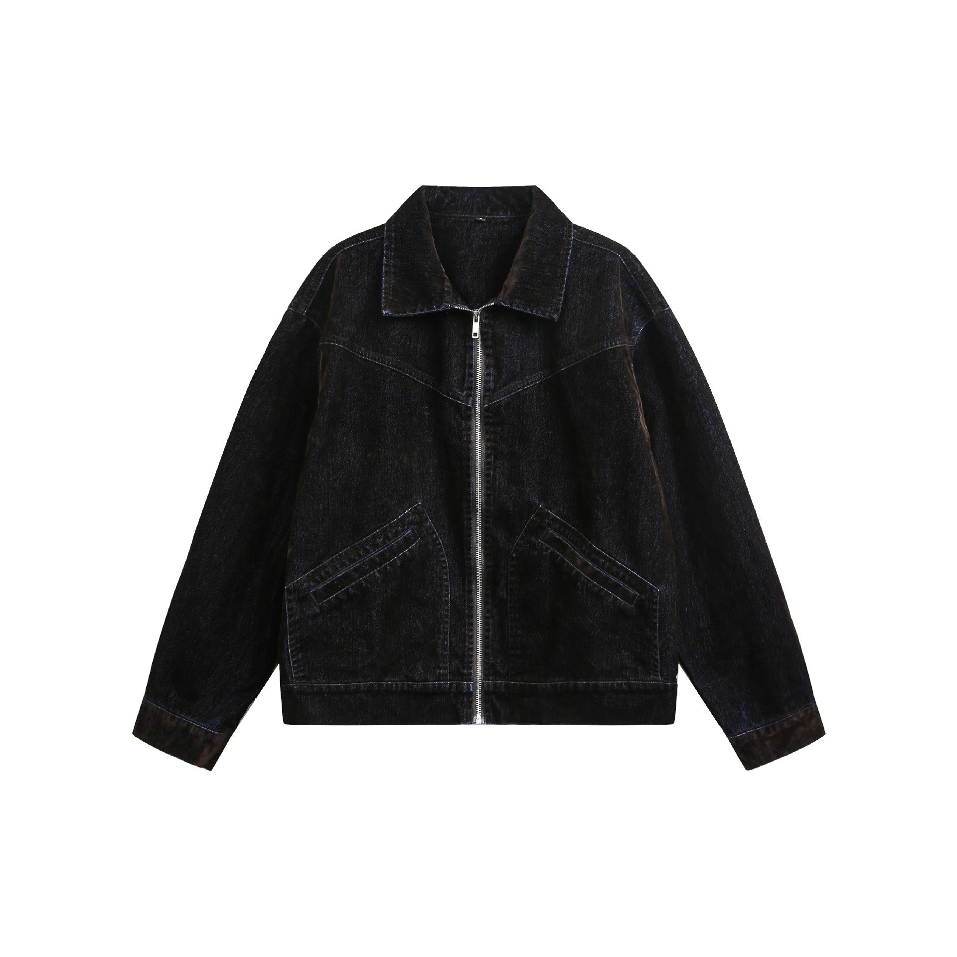 Unisex Boxy Blouson Jacket made of velours suede look with full zip and flap pockets Chichicherry
