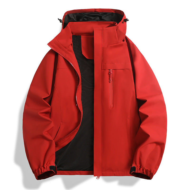 Men's waterproof and windproof softshell outdoor jacket with hood, breathable mesh lining and chest zipper Chichicherry
