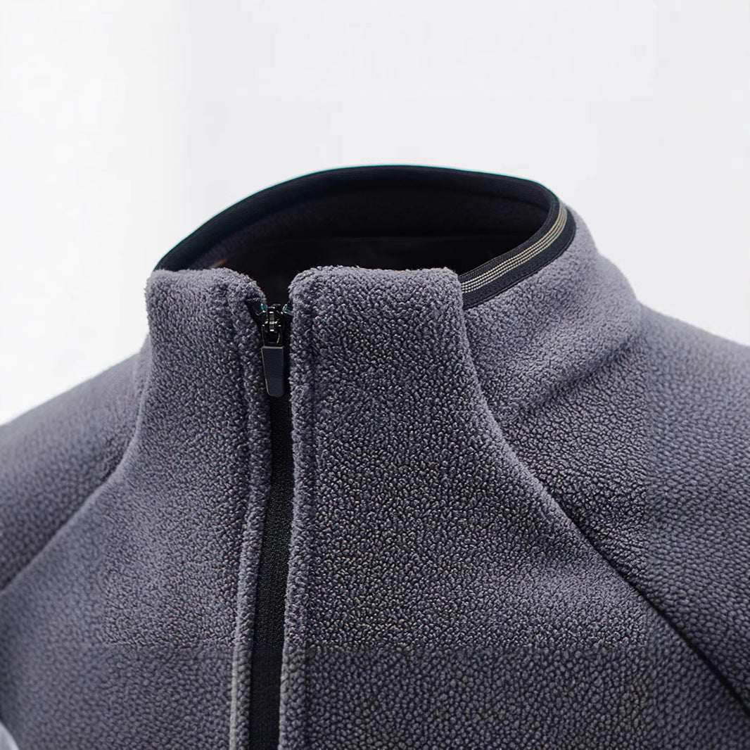 Men's fleece half-zip pullover with high stand-up collar and raglan sleeves Chichicherry
