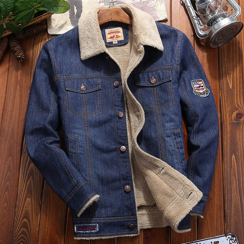 Men's denim jacket with warming Sherpa lining and retro worker details Chichicherry