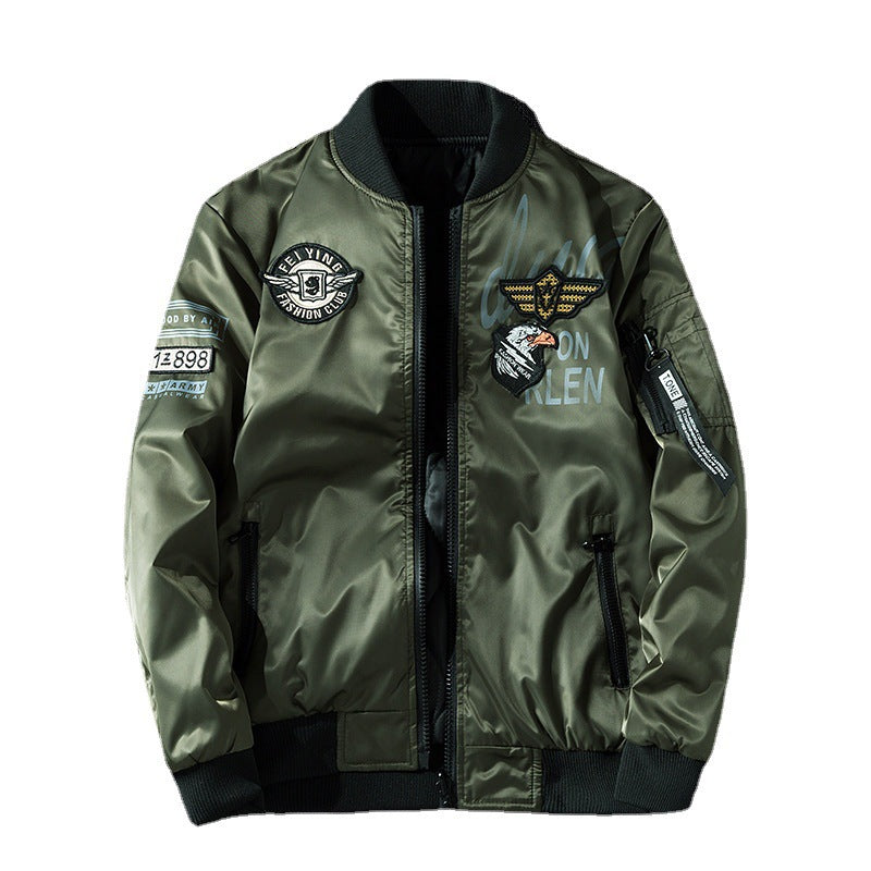 Men's pilot bomber jacket in aviator look with badge applications, arm pocket and ribbed cuffs Chichicherry
