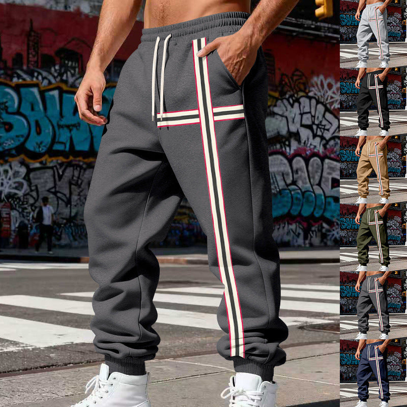 Men's jogging pants with side tape stripe and elastic drawstring waistband Chichicherry