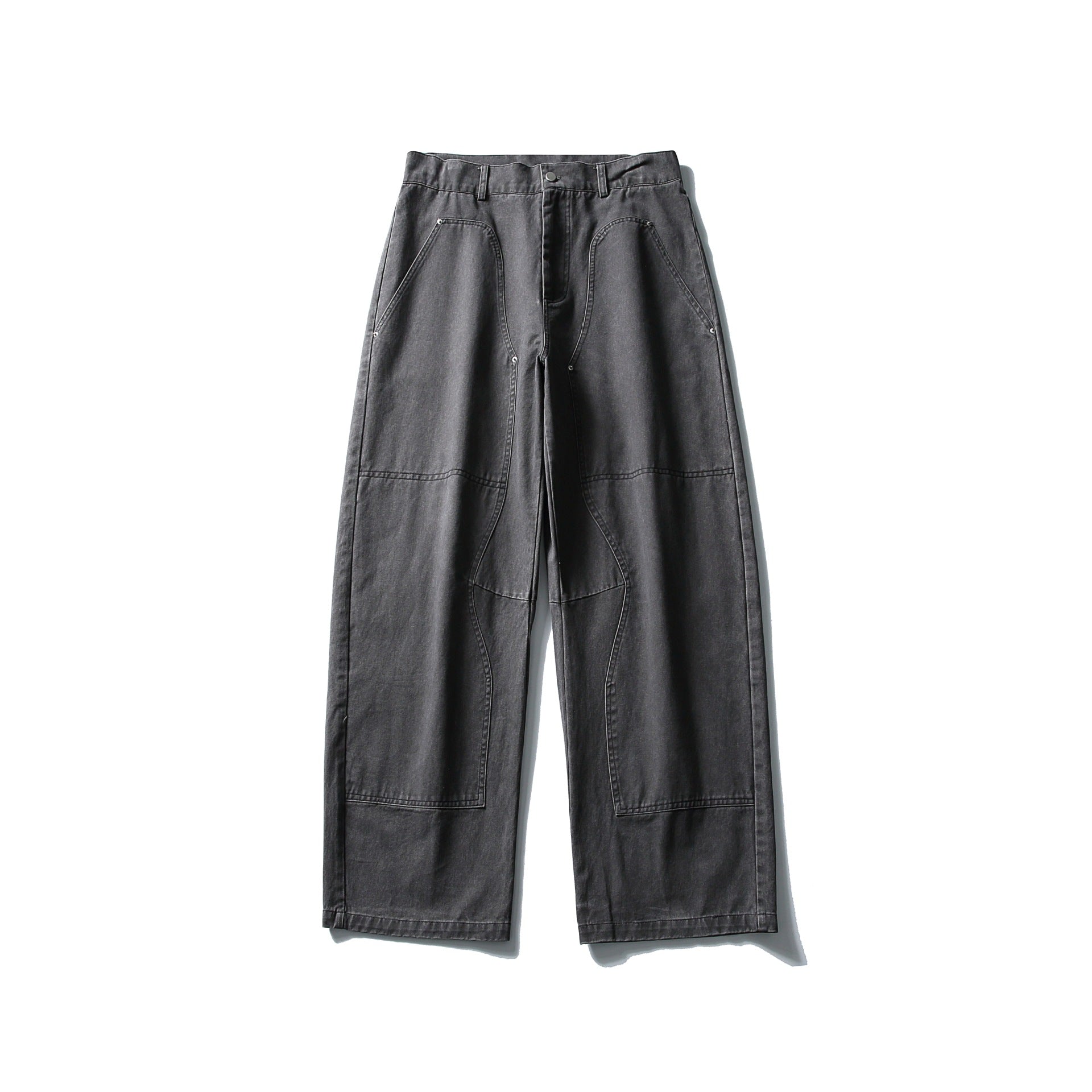 Women's High-Waist Cargo Pants made of Denim with reinforced knee patches and large patch pockets Chichicherry
