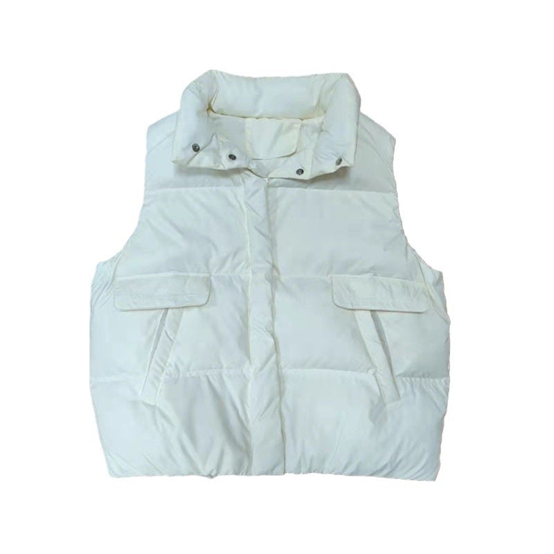 Women's quilted thermal vest with high stand-up collar and patch flap pockets Chichicherry