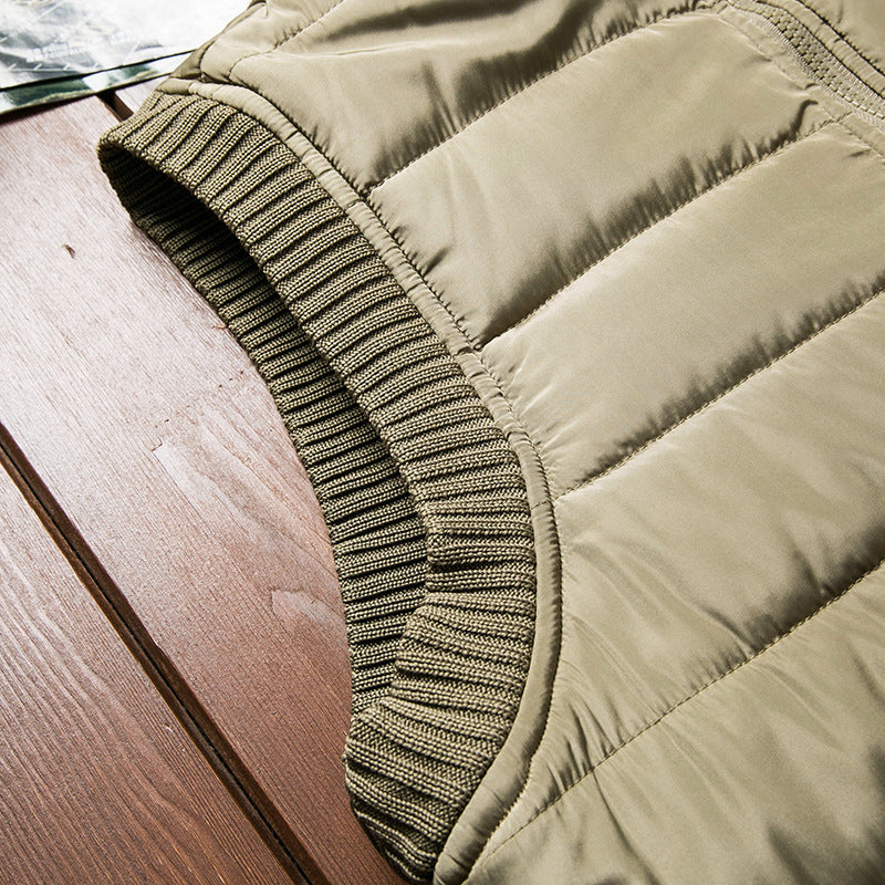 Men's Padded Thermal Puffer Vest with Teddy Fleece Lining and Ribbed Cuffs Chichicherry