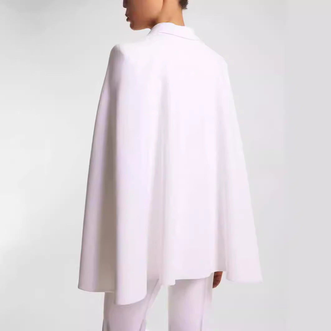 Women's Double-Breasted Blazer with Cape Sleeves and Tailored Silhouette Chichicherry