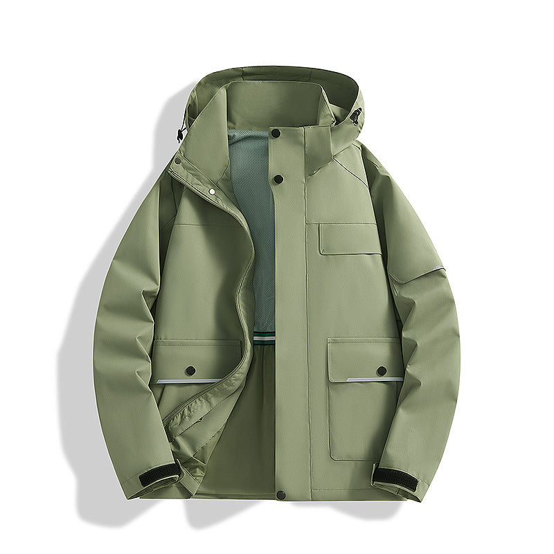 Men's three-layer trekking jacket with welded seams, hood, and multifunction pockets Chichicherry