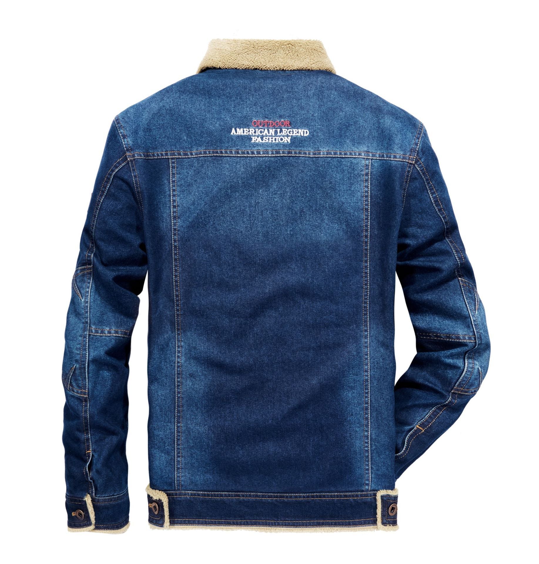 Men's padded denim jacket with Sherpa lining and high collar Chichicherry