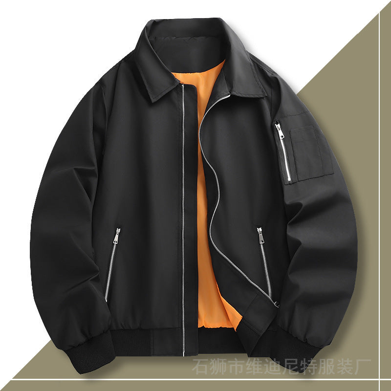 Men's Lightweight Twill Bomber with Contrasting Lining, Zipper Pockets, and Arm Pocket Chichicherry