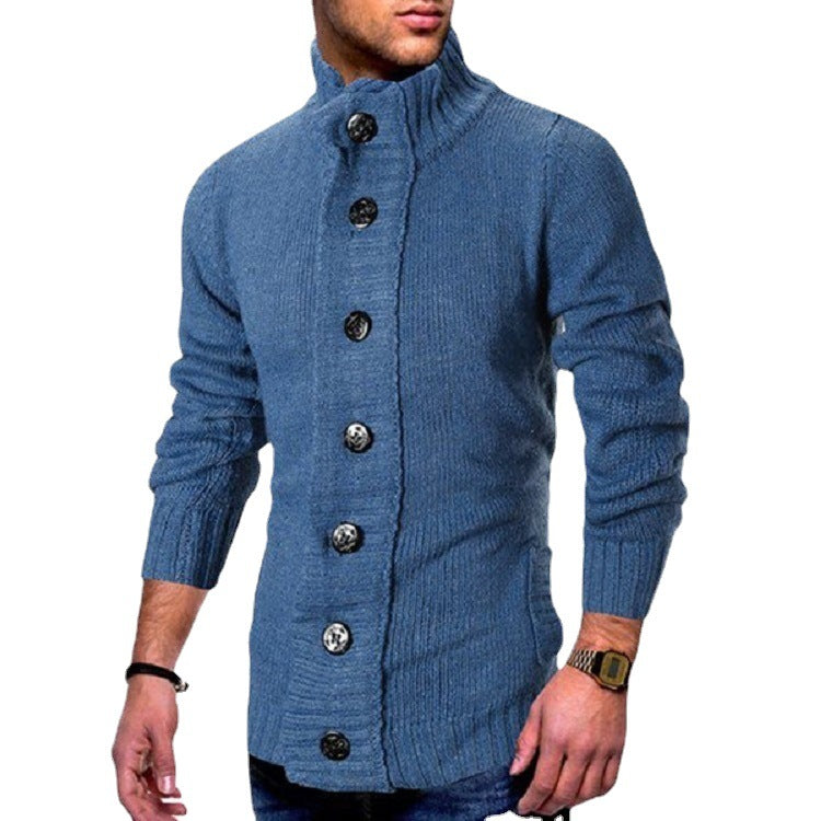 Men's knit cardigan with high button collar and fitted cut Chichicherry
