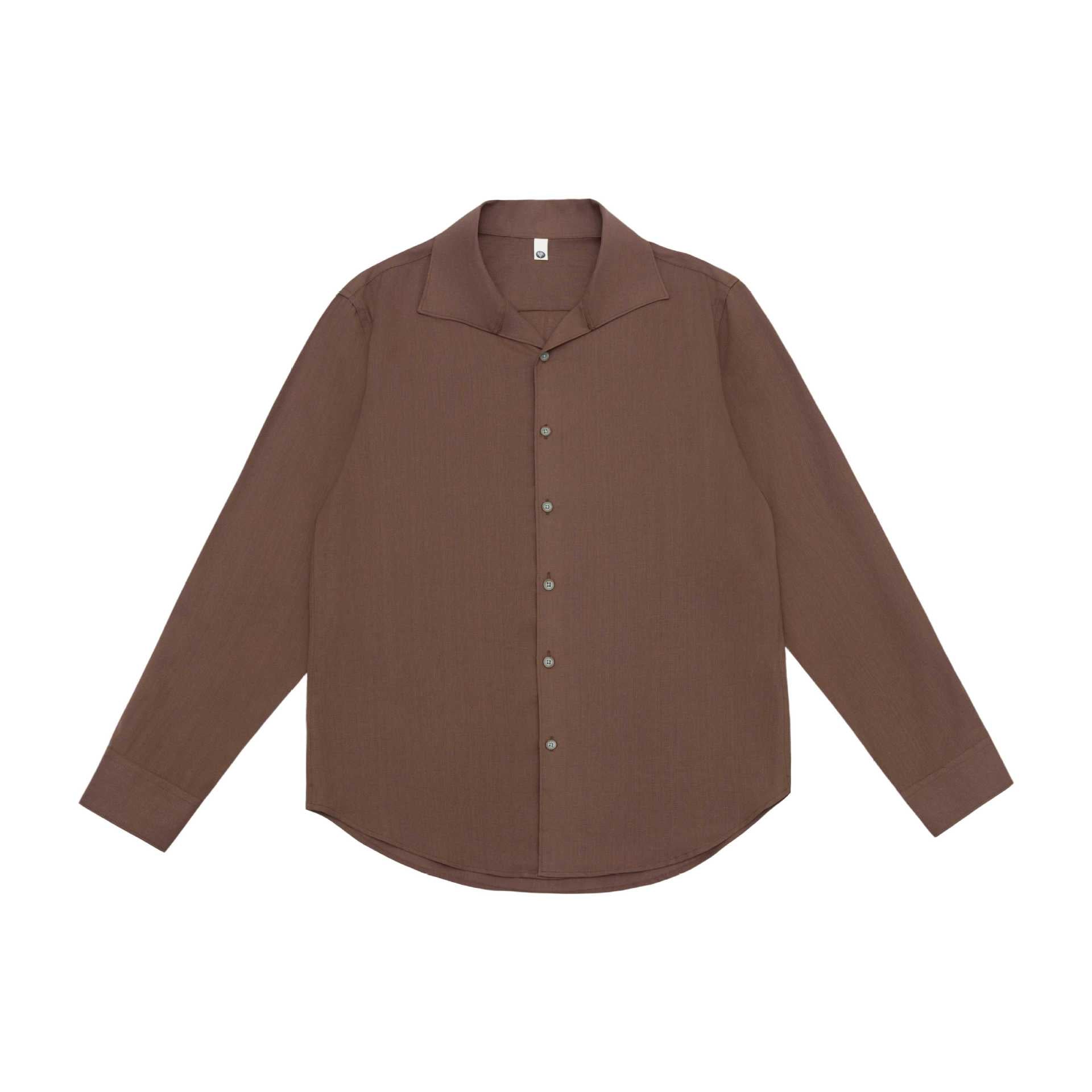 Men's Loose Shirt with Cuban Collar and Rounded Hem Chichicherry