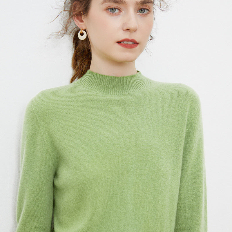 Women's soft fine-knit mock neck pullover with angora look and casual silhouette Chichicherry