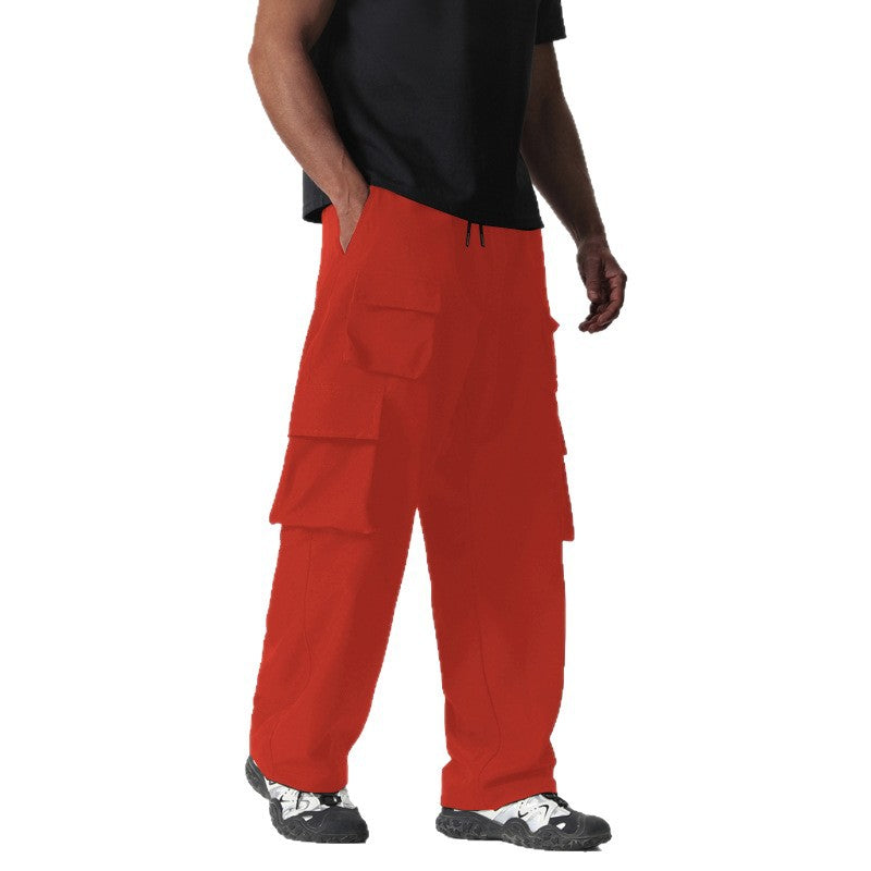 Men's Baggy Cargo Pants in Multi-Pocket Utility Style with Drawstring Waist Chichicherry