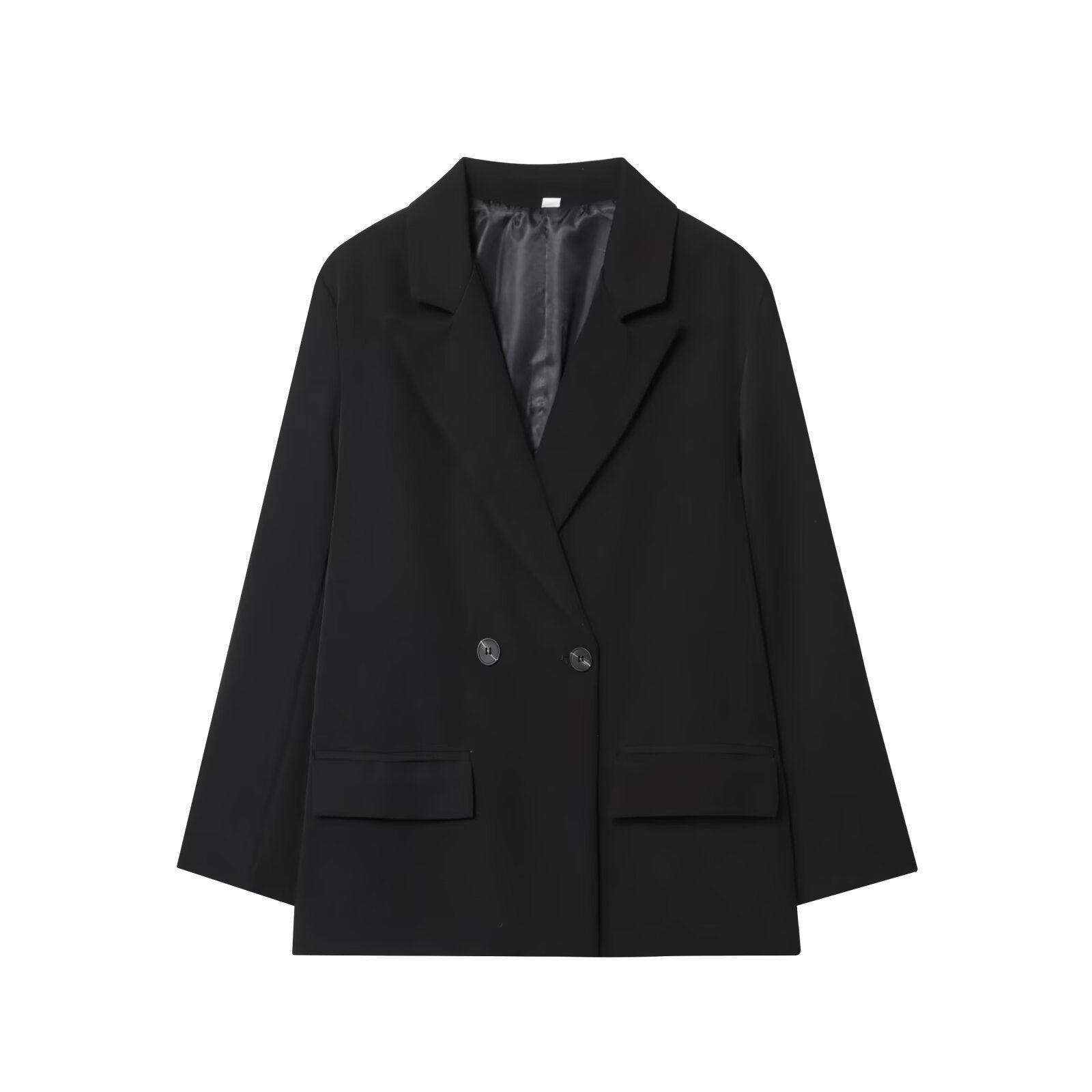 Women's Oversized Double-Breasted Blazer with Flap Pockets Chichicherry