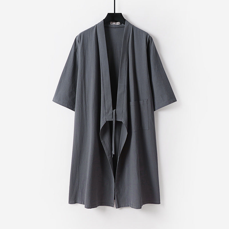 Unisex Oversize Kimono Coat made of cotton blend with tie belt and three-quarter sleeves Chichicherry