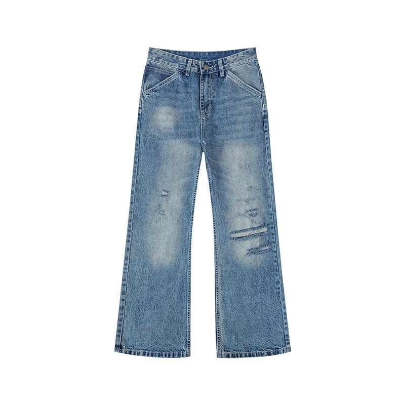 Women's Wide Distressed Denim Jeans in Palazzo Cut Chichicherry