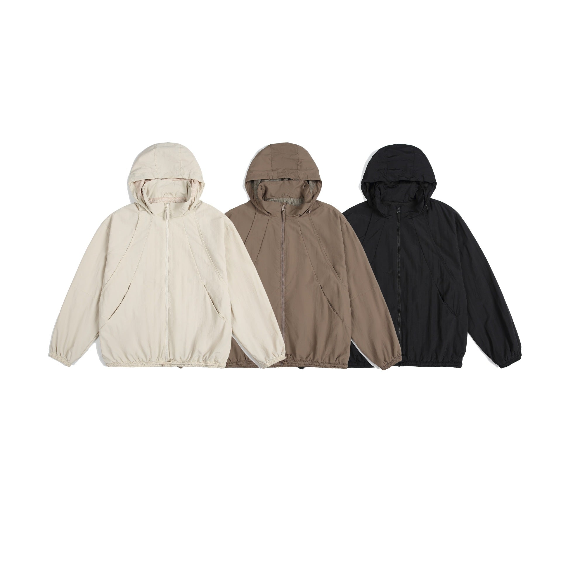 Unisex Lightweight Hooded Jacket in Oversize Parka Style with Drawstring Waist Chichicherry