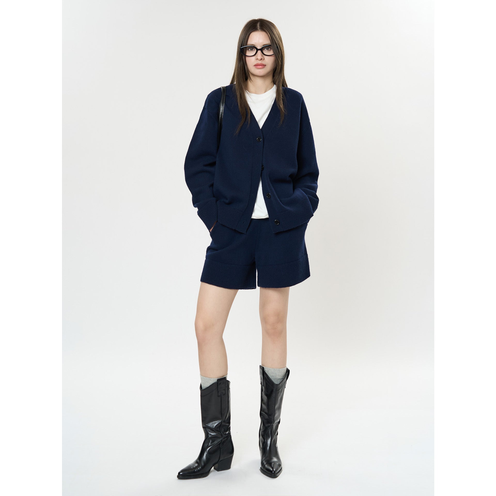 Women's Oversized Knit Cardigan with V-Neck, Button Placket and Soft Draping Chichicherry