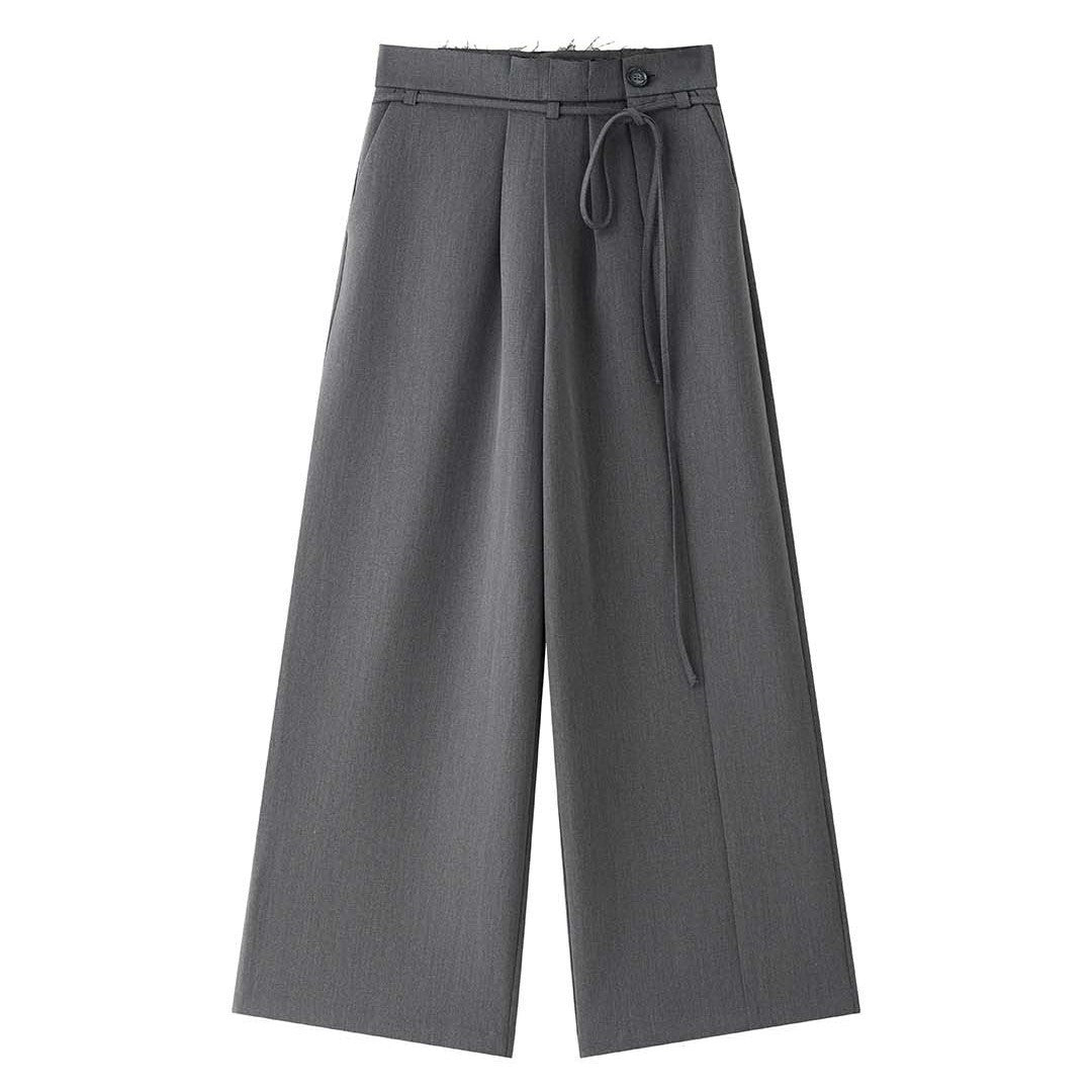 Women's Wide Pleated High-Waist Pants with Pleats and Waistband Chichicherry