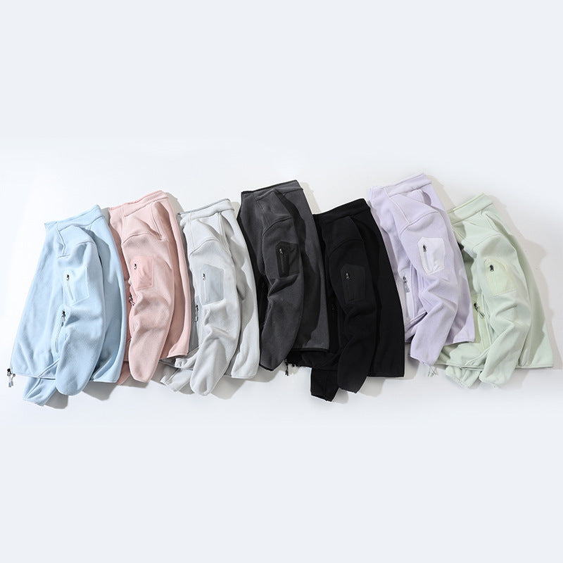 Men's fleece jacket with stand-up collar and softshell inserts Chichicherry