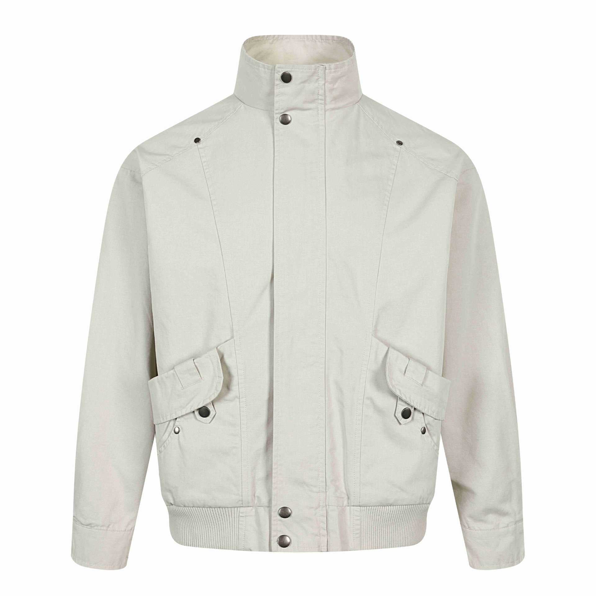 Men's Short Utility Bomber with High Stand Collar, Flap Pockets and Ribbed Cuffs Chichicherry
