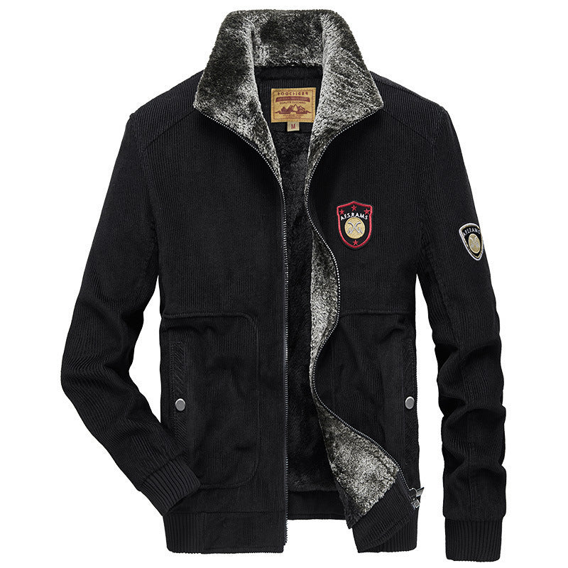 Men's cord jacket with warming teddy inner lining and badge details Chichicherry
