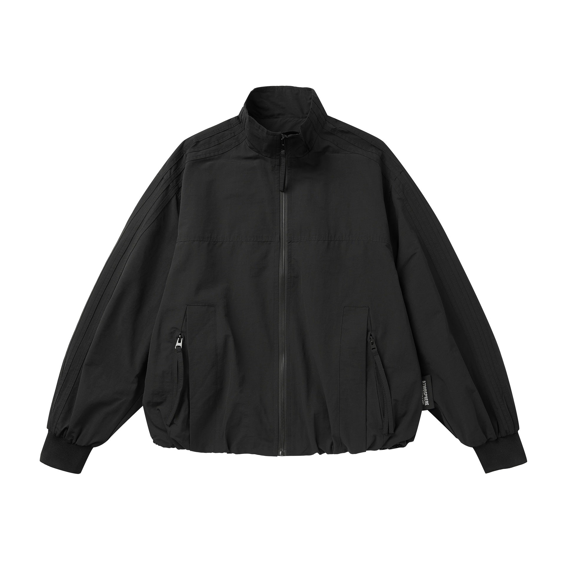 Unisex Light Windbreaker Jacket with High Stand-up Collar and Functional Pockets Chichicherry
