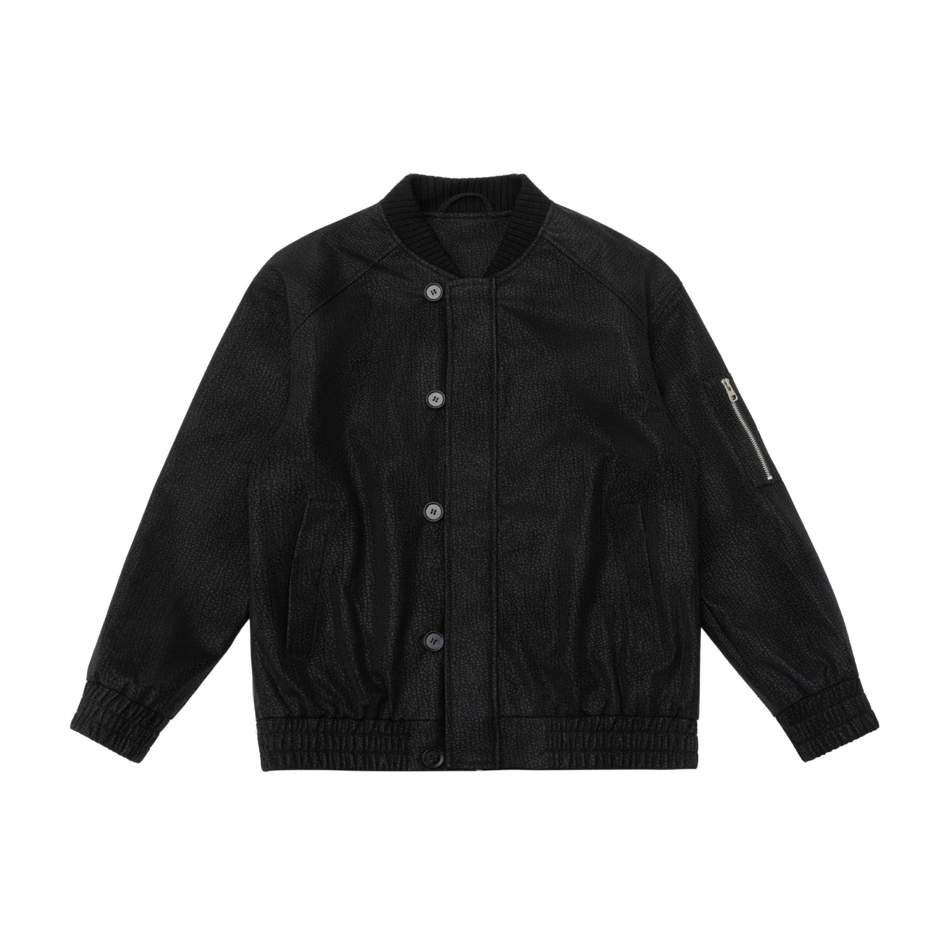 Unisex short bomber jacket with textured suede look and ribbed collar Chichicherry