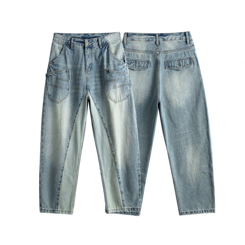 Ladies baggy jeans in panel design with low waistband and large pockets Chichicherry