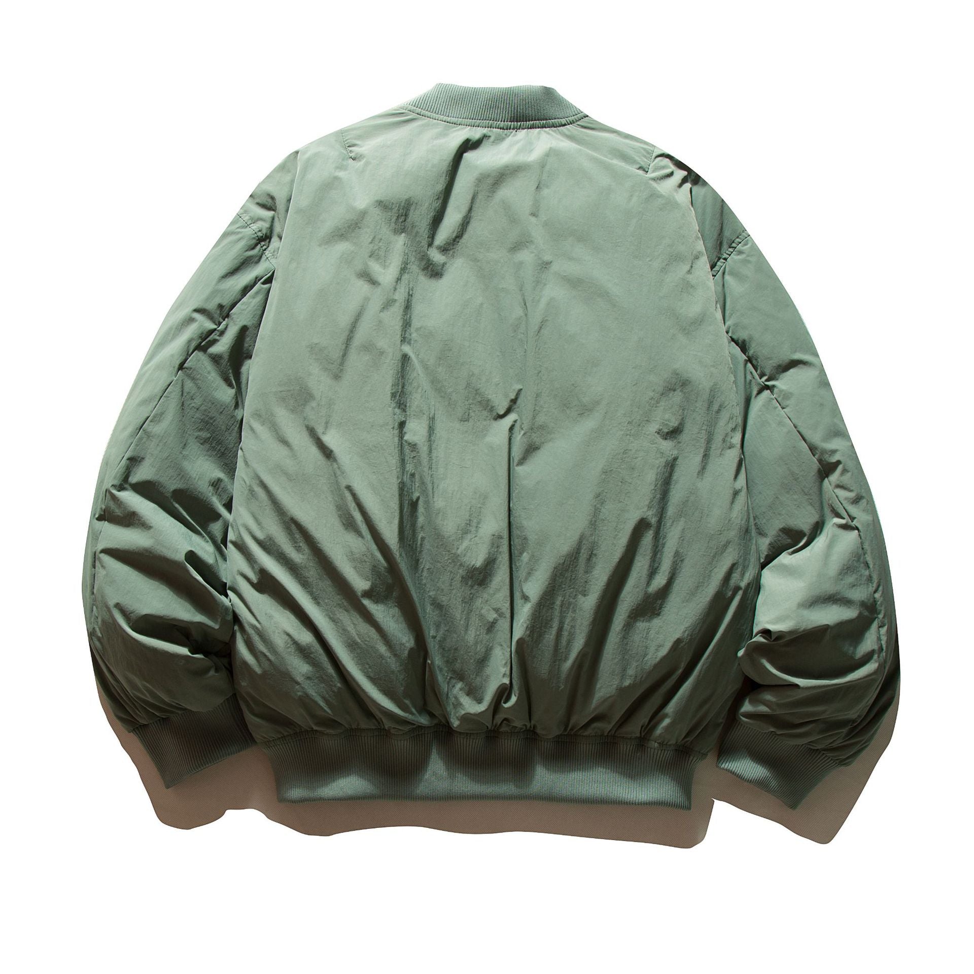 Men's Voluminous Boxy Bomber Jacket with Padded Insulation and Subtle Chest Zipper Pocket Chichicherry
