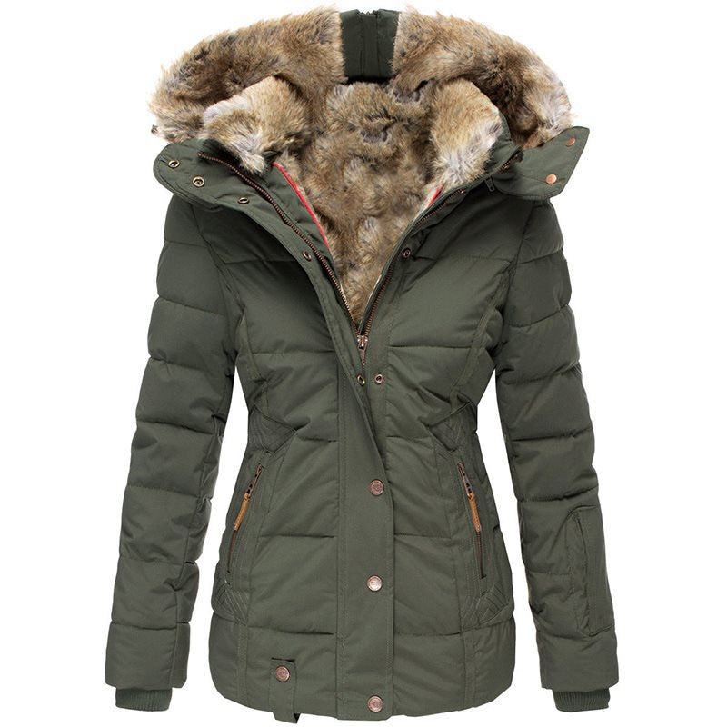 Women's padded parka with fitted cut and faux fur hood Chichicherry