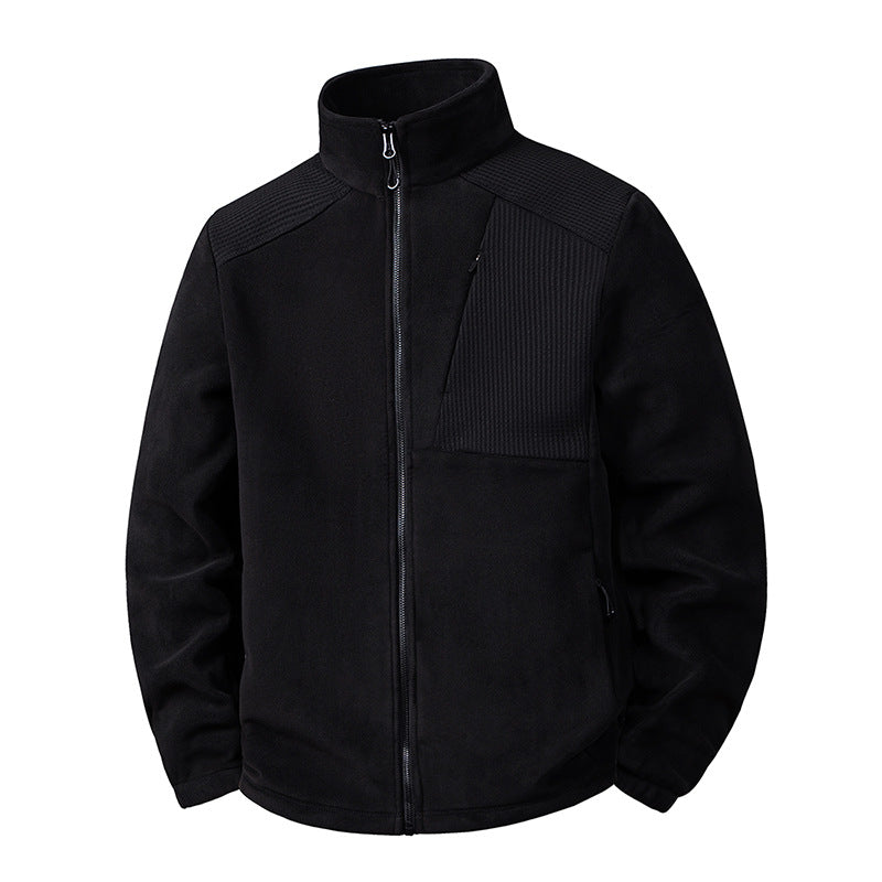 Men's fleece jacket with stand-up collar and reinforced shoulder panels Chichicherry