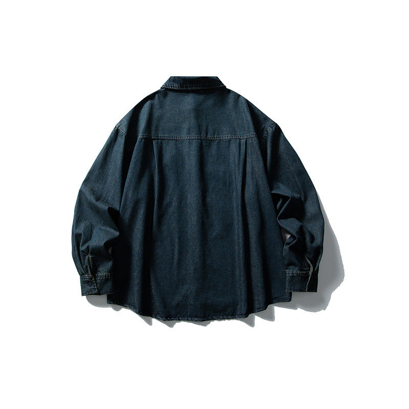 Men's Oversized Denim Jacket with Traditional Knot Buttons Chichicherry
