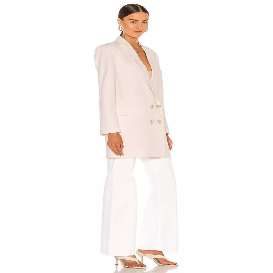 Women's Longline Oversized Blazer in Double-Breasted Tailoring with Extended Cut Chichicherry