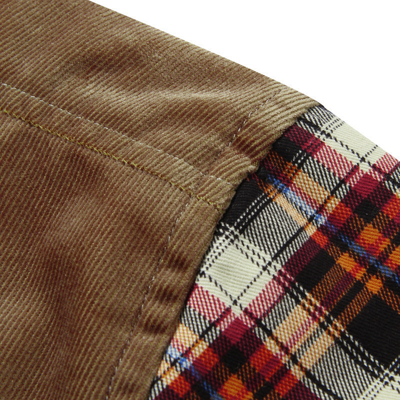 Men's checkered thermal shirt jacket with teddy lining and shoulder patches Chichicherry