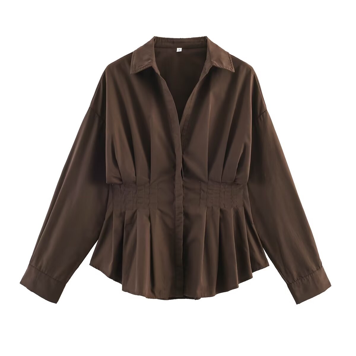 Women's tailored blouse shirt jacket with box pleats and concealed button placket Chichicherry
