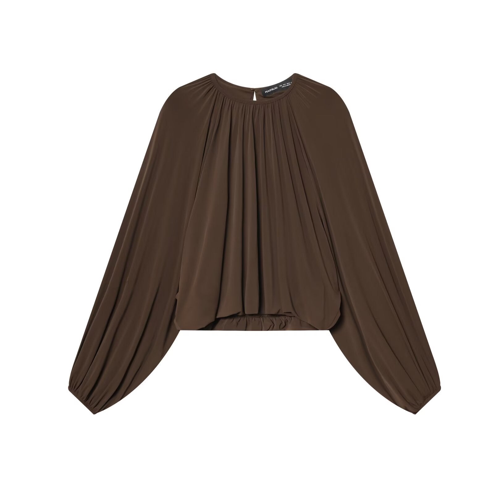 Women's Voluminous Pleated Blouse with Wide Raglan Sleeves and Elastic Waist Chichicherry