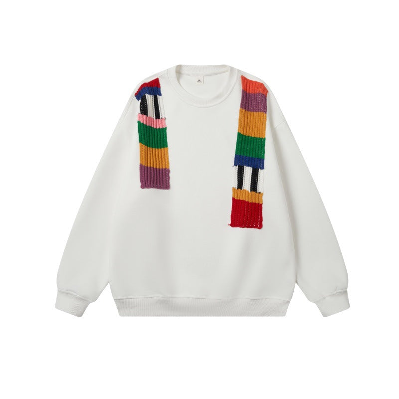Unisex Oversized Sweatshirt with knitted applications and round neck Chichicherry