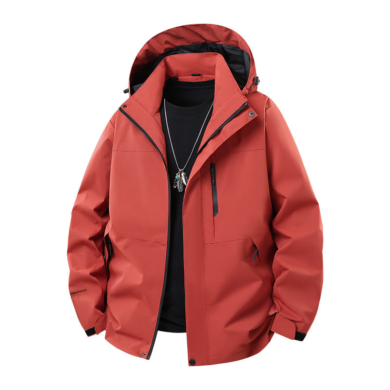 Men's Technical Softshell Rain Jacket with Taped Seams, Adjustable Hood and Water-Repellent Zippers Chichicherry